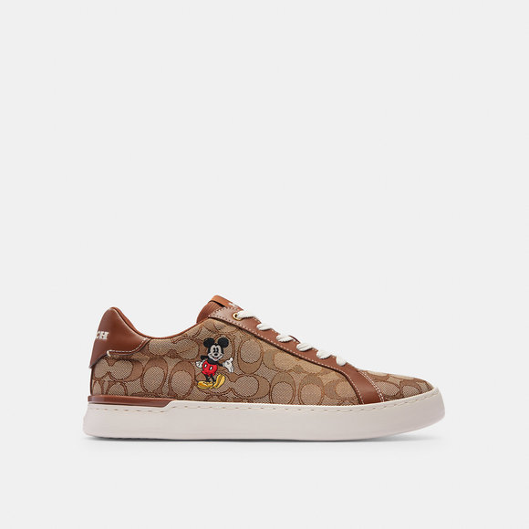 NWT Coach Outlet Disney X Coach Clip Low Top Sneaker Sig Jacquard Mickey Mouse - Picture 2 of 6